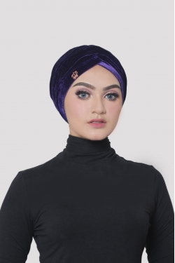 MARILYN INSTANT TURBAN VELVET - PURPLE